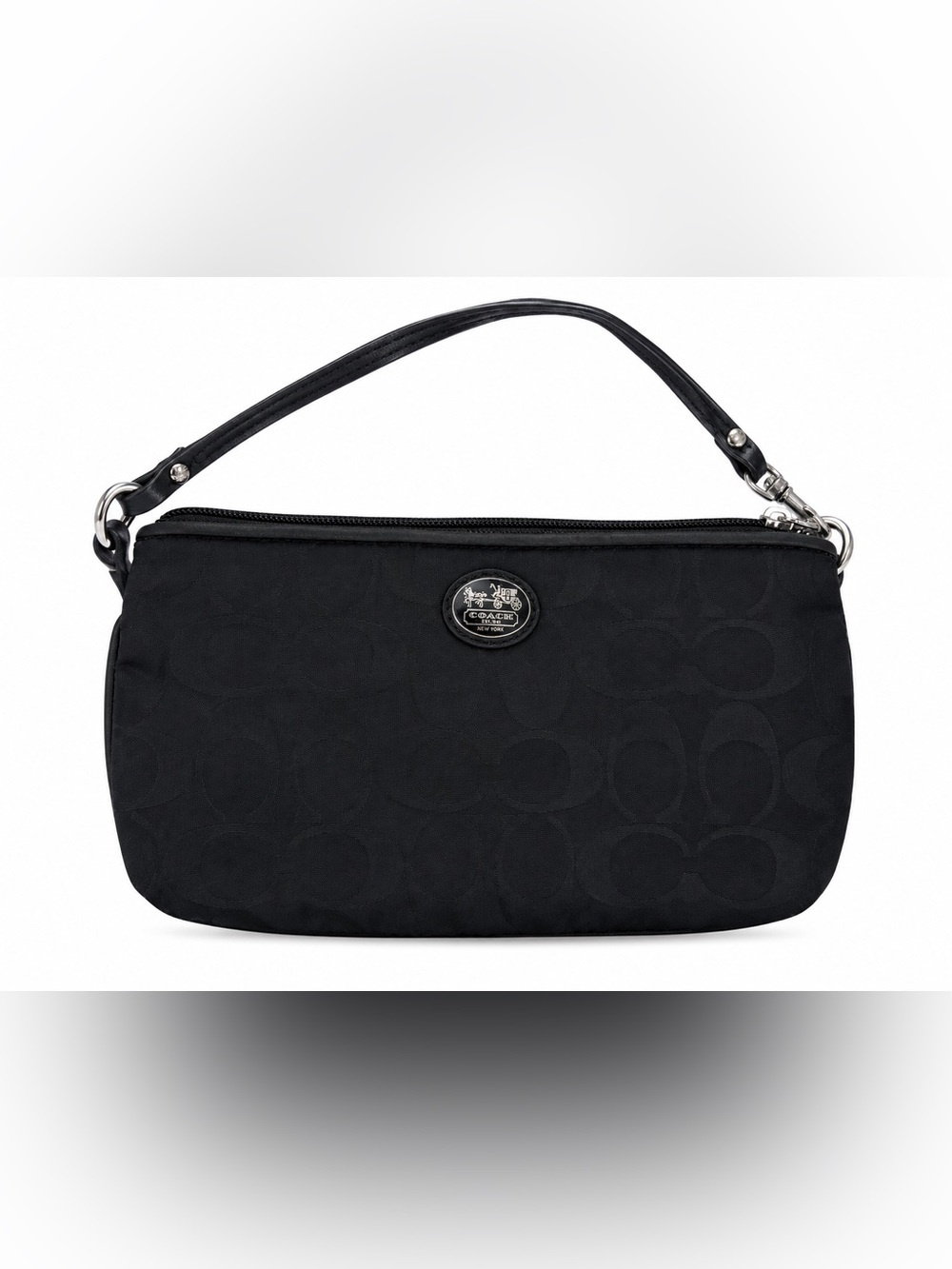 COACH Black Signature Logo Wristlet Bag 🖤